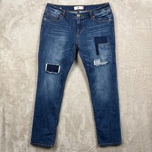 Cabi Slim Boyfriend Patchwork Distressed Medium Wash Denim Jeans Womens Size 10